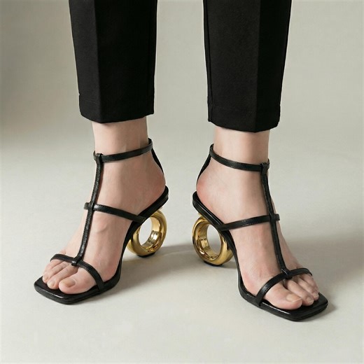 Elegant Women Peep Toe Strappy Sandals | Casual Stylish Buckle Strap Shoes | Open Toe Sculpted Heels - Etsy