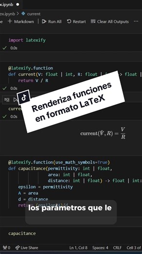 Concierte tus funciones en formato LaTeX en Python 🐍 #latex #data #datos #cientifico #science #ciencia #python #jupyter #estudio #universidad #investigacion #pythontips #pythontutorial