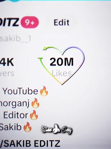 - @𝙎𝘼𝙆𝙄𝘽 𝙀𝘿𝙄𝙏𝙕 20.M Like Done 🎉🥳 - Xml On My YouTube 💋😍 . . . #foryou #prince__sakib__2 #trending #kishoregonj #foryoupage