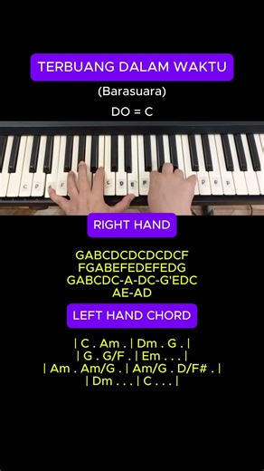 TERBUANG DALAM WAKTU (Barasuara) easy piano tutor #piano #pianotutorial #pianomusic #easypiano #fyp
