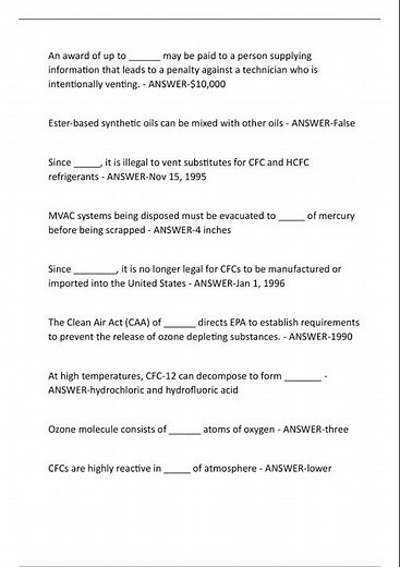 EPA 609 PRACTICE EXAM CERTIFICATION STUDY GUIDE AND PRACTICE QUESTION AND CORRECT ANSWERS WITH RATIO