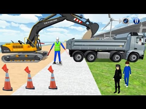 Excavator Loading Dump Truck | Road Construction Site Animation | Safety Work Scene