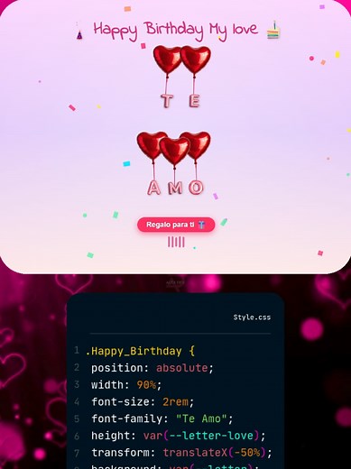 Feliz cumpleaños: carta de amor con HTML CSS y JavaScript