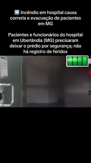 ➡️ Incêndio em hospital causa correria e evacuação de pacientes em MG Pacientes e funcionários do hospital em Uberlândia (MG) precisaram deixar o prédio por segurança; não há registro de feridos