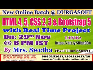 HTML 4, 5, CSS 2, 3 & Bootstrap 5 Online Training @ DURGASOFT