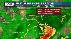 10K views · 93 reactions | A Flash Flood Warning is in effect for Rapid City until 9:45pm. Heavy rains, estimated at 2"-3" on Doppler radar, have caused street flooding and Rapid Creek is running high. The storm has ended, but it will take some time for water to run off into storm drains. Rapid City Police request you do not travel until street flooding ends. Meteorologist Mike Modrick | KOTA Territory News | Facebook