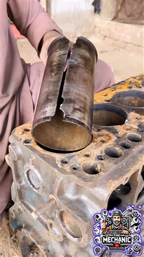 Mechanics Don't Tell This Trick—Quick Old Engine Liner Removal Hack #engine #liner #shorts #ytshorts