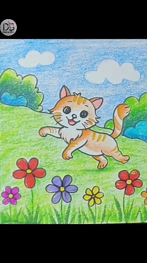 75K views · 772 reactions | Cute Cat | Beautiful Scenery drawing #drawingforkids #drawingtutorial | Drawing Book | Facebook