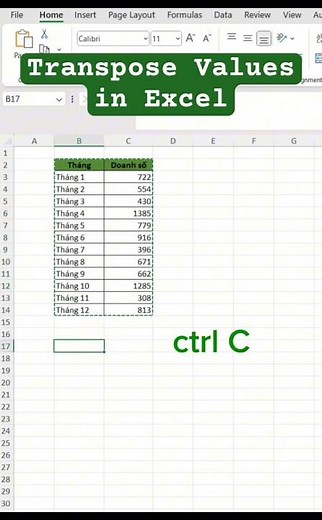 Cách chuyển đổi dữ liệu từ cột sang dòng trong và dòng sang cột trong Excel #exceltips