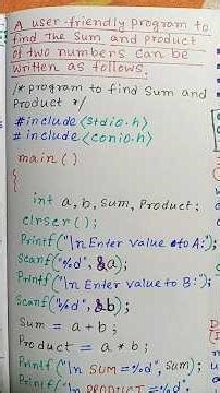 A user friendly program to find the sum and product of two numbers #shorts #programming #clanguage