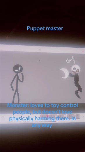 Puppet Master : monster… known for its red strings that tears to flesh easily, but doesn’t kill a host… it doesn’t like the part of hurting people love towing with their emotions… one succumb to its injuries it weeps, morning, the accidental death… then after 30 minutes it evolves… ##fyppppppppppppppppppppppp##art##fypシ゚##horror##animation