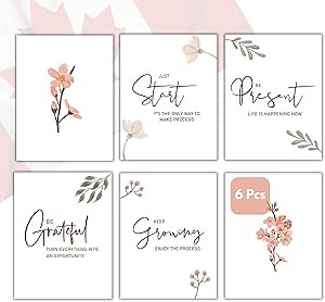 Motivational Wall Art | Wall Decor | Inspirational Wall Decor Poster for Home Decor, Classroom Decor, Office Decor | 6 Piece Minimalist Art Design | Motivational Poster | Encouragement Gifts |