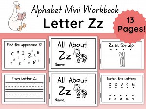 Letter Z Mini Book | Alphabet Worksheets for Preschool & Kindergarten | 13 Page Printable Phonics Activities - Etsy UK