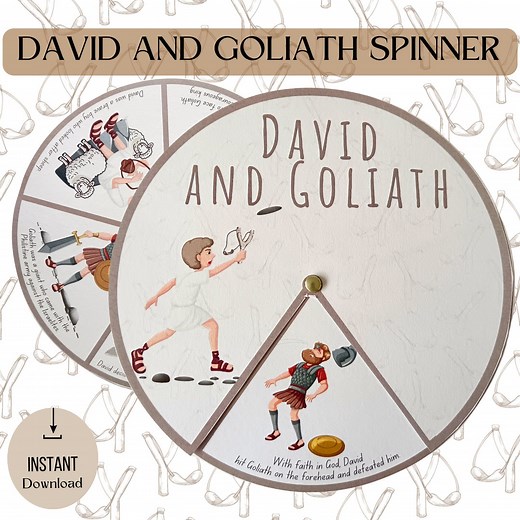 David and Goliath Sunday School Craft Bible Spinner Wheel, Printable Kids Ministry Bible Activity & Homeschool Bible Project Fun Memory Game - Etsy