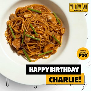 Mark your calendars, Charlie’s having a birthday blast! Buy a large Charlie Chan Chicken Pasta and get a regular Charlie Chan Chicken Pasta for only P20! This promo is available for dine-in, Curbside® pick-up, take-out, and delivery from September 16 to 20, 2020 in all Yellow Cab stores nationwide except Camaya Coast, Brent, Boracay 1, Boracay 3, and MOA Arena. Also available via GrabFood, FoodPanda and LalaFood. Per DTI Fair Trade Permit No. FTEB-102137 Series of 2020. --- Place your orders now