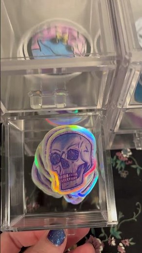Super Shiny Mini Holographic Galaxy Skull Stickers