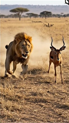 Lion Runs at Full Speed to Hunt a Deer – Unreal Moment #viralvideo