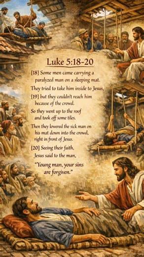 Luke 5:18–20 #Faith That #Breaks #Through |#Jesus #Forgives and #Heals #dailyscripture #dailyverse