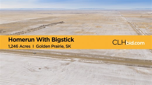 1,246 acres selling as 6 Parcels, with an opportunity to purchase all Parcels 'en bloc', located 2.5 miles west of Golden Prairie, Saskatchewan. This assemblage offers the perfect combination of scenic, rolling landscape mixed with excellent drainage and minimal obstacles. With a little work, the perimeter and cross-fences could easily be put back into service for those that have livestock looking for a new home. Learn More: https://www.clhbid.com/auctions/homerun-with-bigstick/ Selling Online M