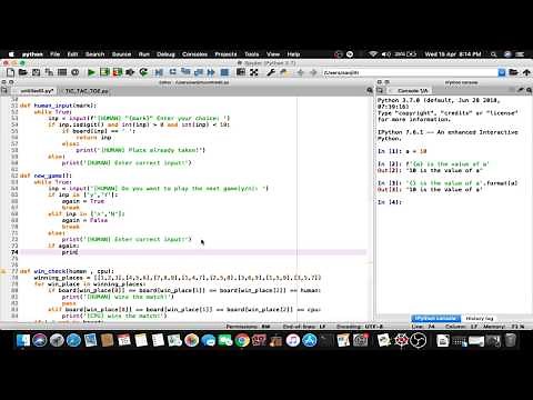 TIC TAC TOE game using python | human vs computer | easy level | part-II | python tutorials