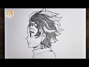 Easy way to draw tanjiro kamado side view | how to draw tanjiro step by step