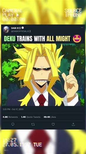 DEKU TRAINS WITH ALL MIGHT 🤩 | #animeedit #myheroacademia #anime
