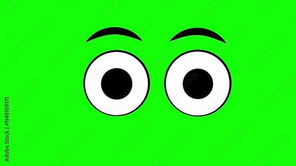 Green screen animation of moving cartoon eyes that indicate dizziness. Suitable for animation, comic, and video creation needs.