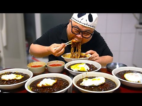 Eating in 6 minutes!! Jajangmyeon 5 bowls Mukbang Eatingshow