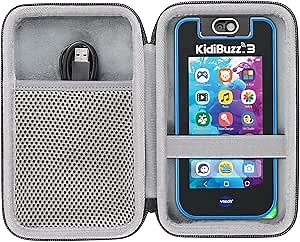 co2CREA Hard Case Replacement for VTech KidiBuzz 3 / KidiBuzz G2 Kids’ Electronics Smart Device KidiConnect (Black Case + Inside Grey)