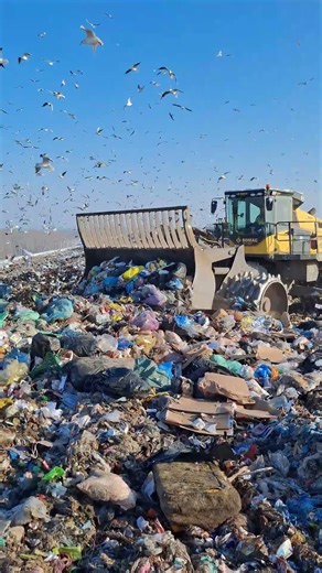 This giant landfill compactor is insanely satisfying to watch#compactor #heavymachinery #shorts