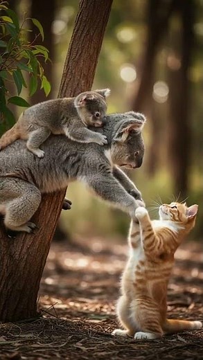 Koala 🐨 Meets Cat 🐱 | Cutest Interaction Ever!
