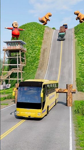 City Buses & Trucks Vs Logs Trap - BeamNG.Drive #121 #beamngdrive #bus