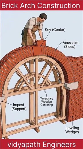 Brick Arch Construction – Step-by-Step Process Explained 🧱 #vidyapathengineers