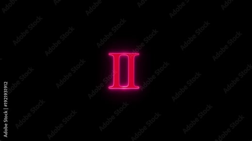 Neon pink glowing roman numeral two animation on black background, loopable motion graphic element for various visual projects