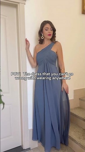 One-Shoulder Pleated Chiffon Formal Gown 💙💙🤍 | under$100💰| Ever Pretty Dresses