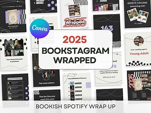 Bookstagram Spotify Wrapped Templates 2025 Yearly Recap Wrap up Instagram Canva Carousel Story Bookstagram Trendy Author Book Social Media - Etsy