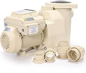 XtremepowerUS 3.0HP High-Flo Pool Pump Variable Speed In-Ground Pool, 1.5” & 2” Adapters Fitting Energy Star Certified -230V