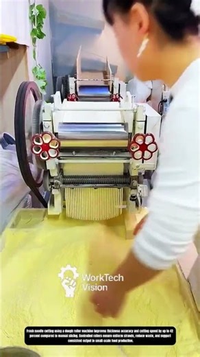 Fresh Noodle Cutting Process Using Dough Roller Machine in Food Production