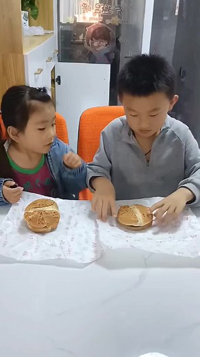 Children Enjoying Sandwiches in Funny Dining Scene