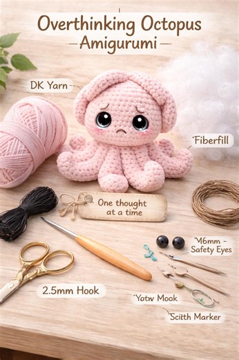 Overthinking Octopus Amigurumi Pattern – Emotional Support Crochet Plush PDF, Anxiety Relief Toy, Beginner Friendly - Etsy