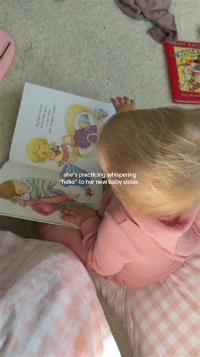 We have read this book about her getting a baby sister many times and now she is reading it herself out loud. It’s incredible how much they are listening and taking it all in. 💞 | Carrie Rad