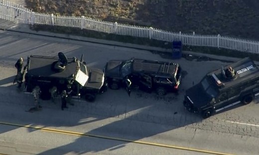 Police find suspects' car after pursuit in San Bernardino shooting – video