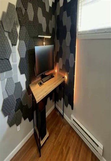 Compact Acoustic Treated Workstation with Ambient Lighting