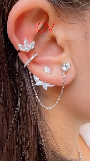 12K views · 75 reactions | Double the elegance with this stunning sterling silver back and front earring set! ✨ Featuring a chic chain stud and trendy ear cuff design, these earrings are a must-have for any fashionista. #SterlingSilverStyle #EarCuffElegance | IOV jewelry | Facebook