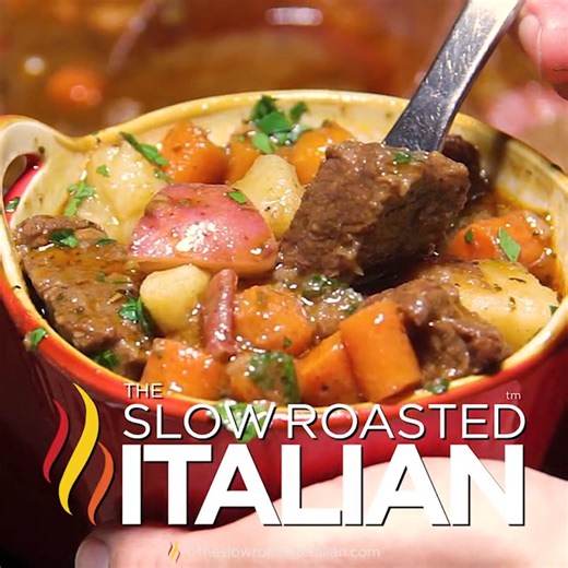Italian Beef Soup sure doesn’t cut corners! Recipe! > https://www.theslowroasteditalian.com/hearty-beef-soup-recipe | The Slow Roasted Italian