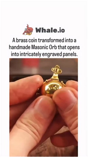 CURSED on Instagram: "The process of transforming a brass coin into a masonic orb involves several precise steps. Initially, the coin is cut into segments using a rotary tool, creating triangular pieces. These segments are then heated with a torch, causing them to change color and become more malleable. The heated segments are joined together using a thin wire, likely soldered to form the orb’s structure. Once assembled, the orb is polished to achieve a smooth and shiny finish. Finally, intricat