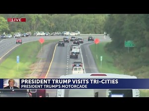 President Trump's motorcade enters Johnson City