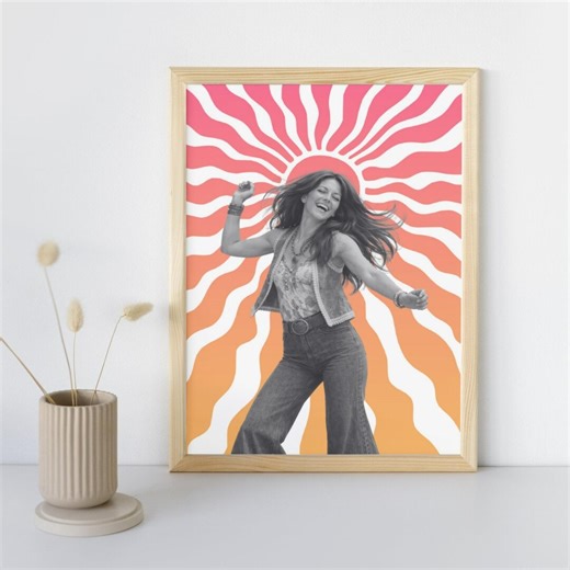 Hippie Dancing Woman Poster – 70s Wall Art – Retro Hippie Wall Decor – Groovy Sunshine Print – Vintage 70s Poster – Instant Download - Etsy