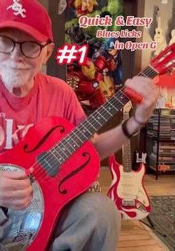 Quick & Easy Blues Licks in Open G on Red Regal RD-3 Triolian Wood Body Biscuit Resonator Guitar #1