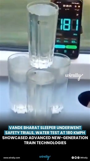 Wirally on Instagram: "Railway Minister Ashwini Vaishnaw has shared a video of the Vande Bharat sleeper train successfully completing its high-speed “water test” while clocking 180 kmph, showcasing the train’s stability, safety, and advanced engineering as water splashes over the windshield without affecting visibility or performance, marking a major milestone in India’s push for next-generation, long-distance, high-speed rail travel with enhanced comfort and modern sleeper facilities #wirally #